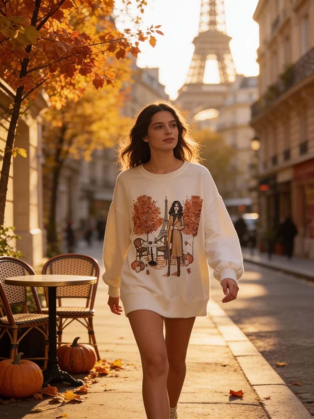 Love & Lace Paris Autumn Graphic Sweatshirt Size XL